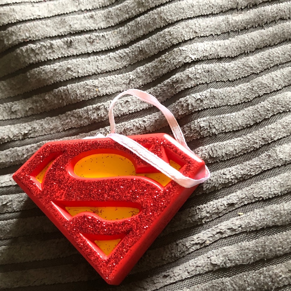 Glitter Red Superhero Shield Ornament - Home Party Supplies